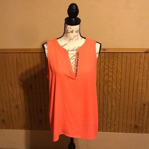 Sleeveless Salmon Blouse with Leopard detail